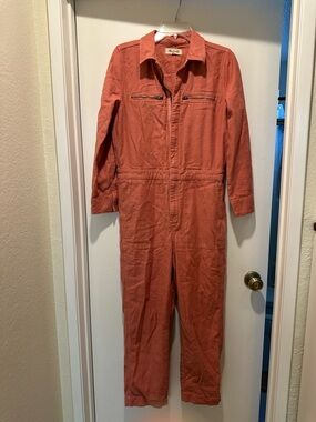 Madewell Coral-Pink Zipper Jean Jumpsuit Size Medium